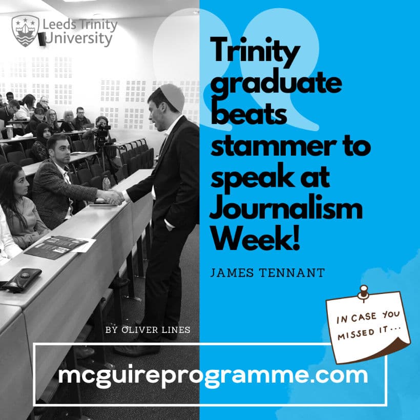 LIVE: Trinity graduate beats stammer to speak at Journalism Week